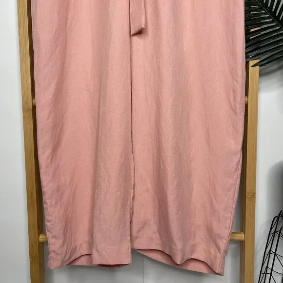 SOLD Kookai Dusty Pink Solace Jumpsuit Size 40 Tencel Linen Blend Collared - Picture 7 of 16